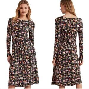 Boden NEW Abigail Jersey Long Sleeve Midi Dress French Navy Opulant Floral 10L
